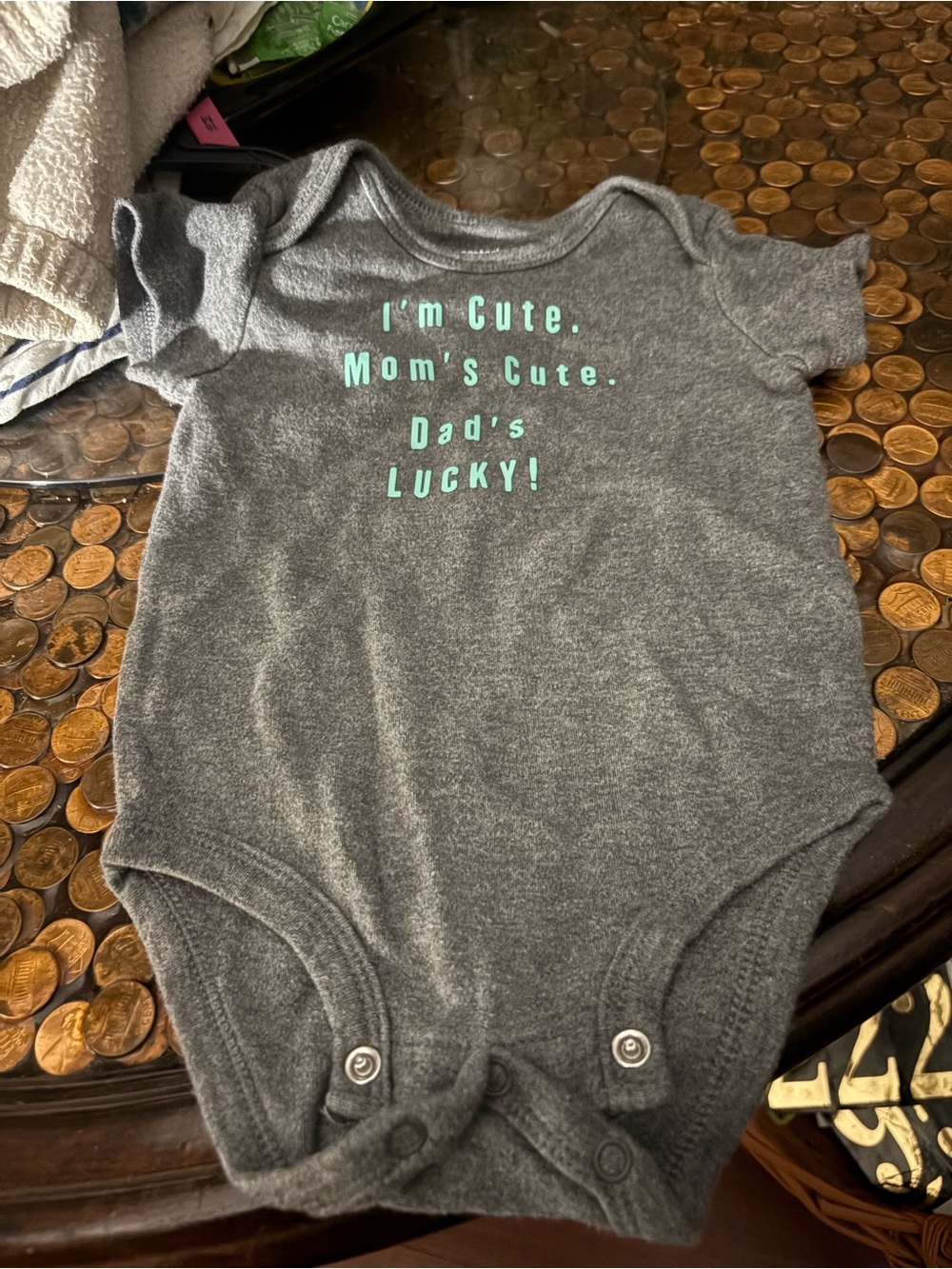Carter's Gray Baby Bodysuit with Mint Lettering